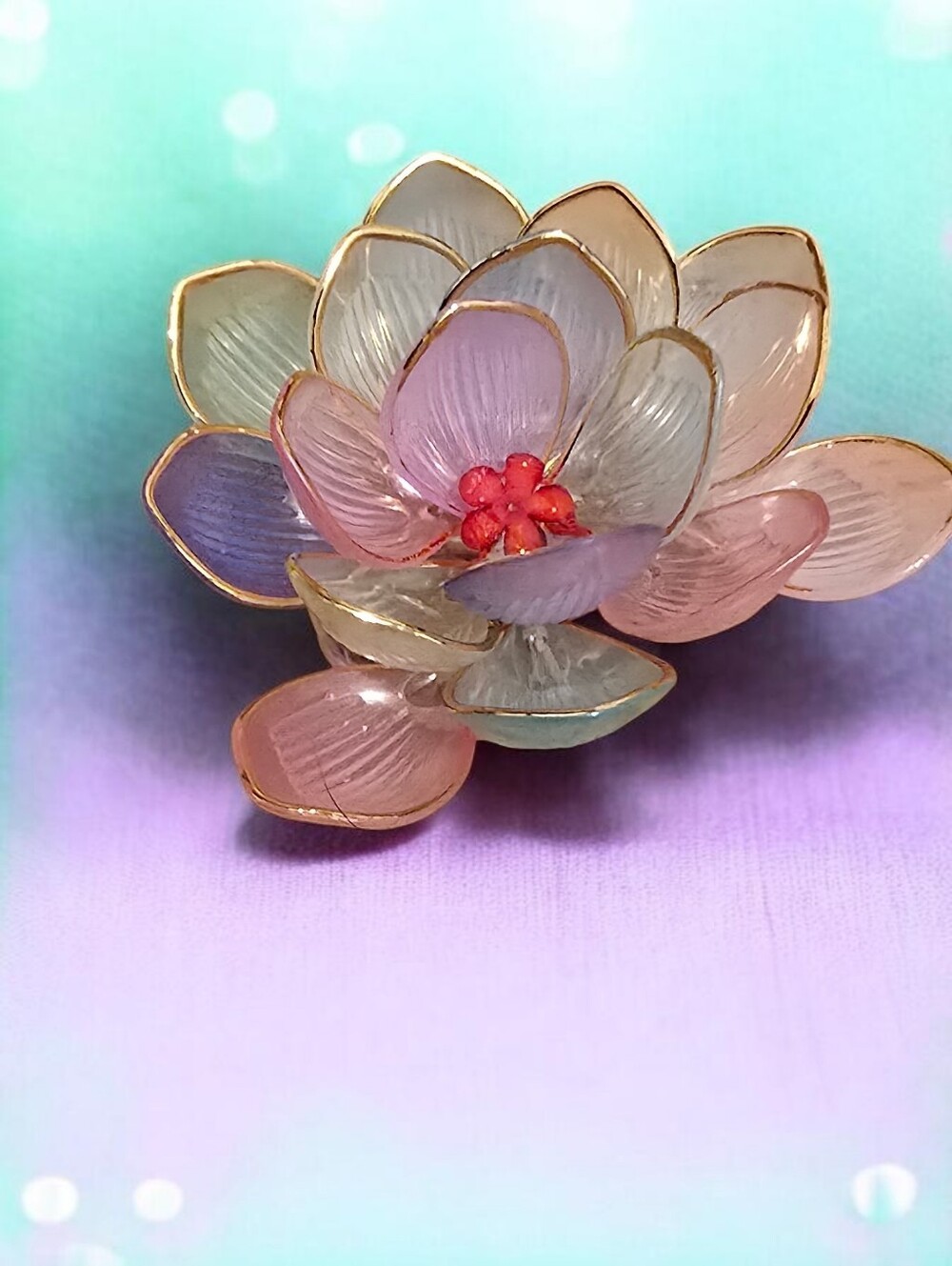 Pastel Enamel Flower in Pink, Lavender & Cream